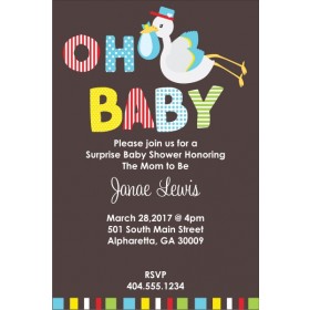 Oh Baby Stork Baby Shower Invitation