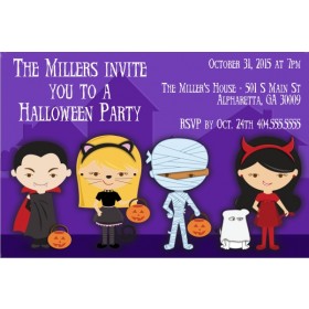 Spooky Kids in Costume Halloween Party Invitation