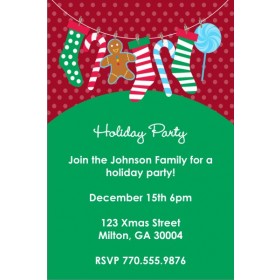 Hanging Stockings Holiday Christmas Party Invitation