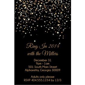 Star Confetti Christmas Holiday New Years Eve Party Invitation