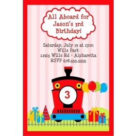 Train  Invitation - Choo Choo Red