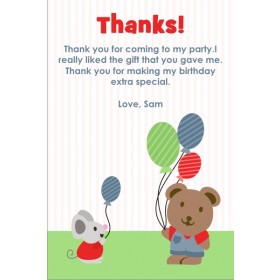 Cute Bear and Mouse Thank You Cards