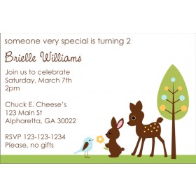 Forest Friends Invitation - Deer, Bunny, Bird