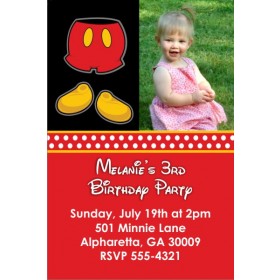 Mousy Red Shorts Photo Invitation (Similar to Mickey Mouse)