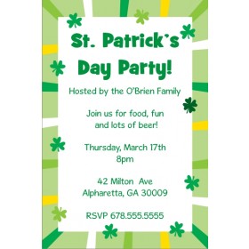 St. Patrick's Day Party Invitation - Shamrock Border