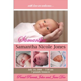 Newborn Baby Birth Announcement (pink)