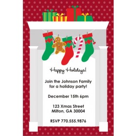 Fireplace Stockings Holiday Christmas Party Invitation