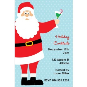 Santa with Cocktail Holiday Christmas Party Invitation