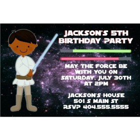 Star Wars Inspired Jedi Invitation -Brown Skin