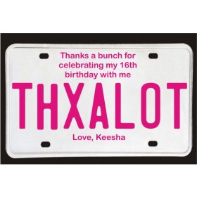 Sweet 16 License Plate Thank You Card