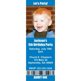 Photo Ticket Style Invitations (slim style)- Choose Your Color