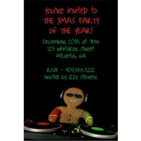 Gingerbread DJ Christmas Holiday Party Invitation