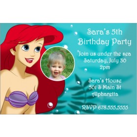 The Little Mermaid Ariel Invitation w/ Optional Photo