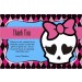 Monster High Inspired Girly Skull Thank You Card