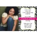 Quirky Zebra Stripe Print Photo Invitation - ANY COLOR