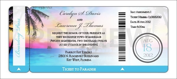 Boarding Pass Invitation Wedding