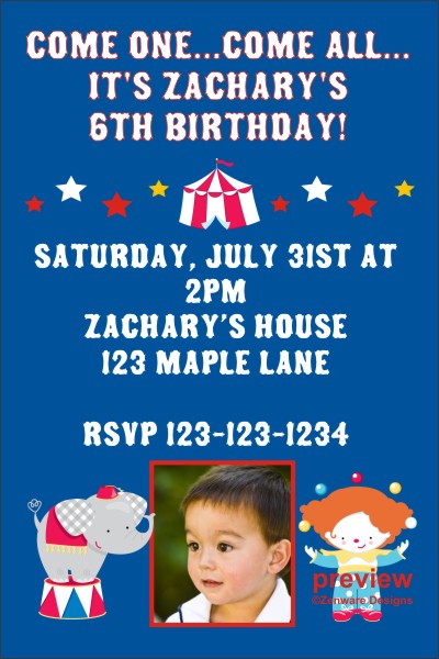 Circus birthday party invitation