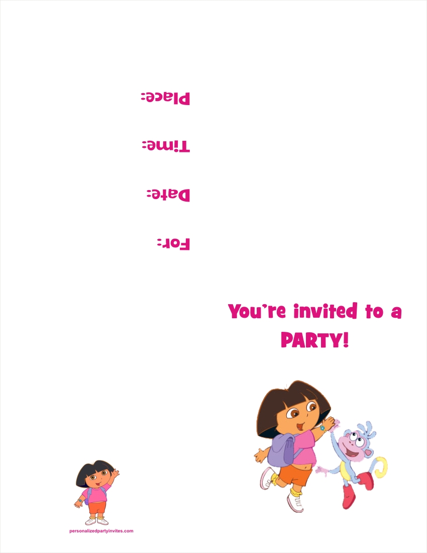 Personalized Party Invites News - Free Printable Dora the Explorer Birthday Party Invitation Personalized Party Invites