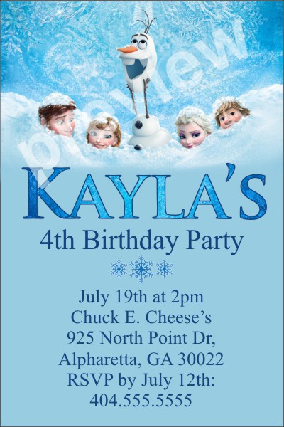 Frozen birthday invitations