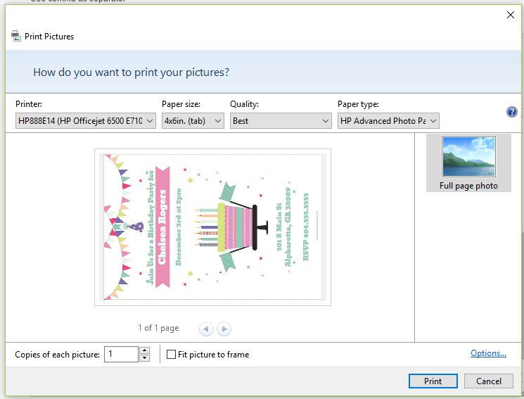 how to print images in windows 10
