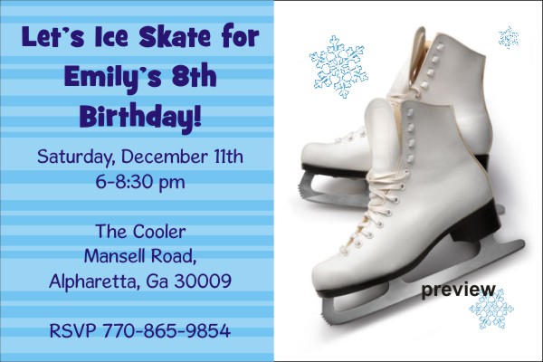 Ice skating party invitation
