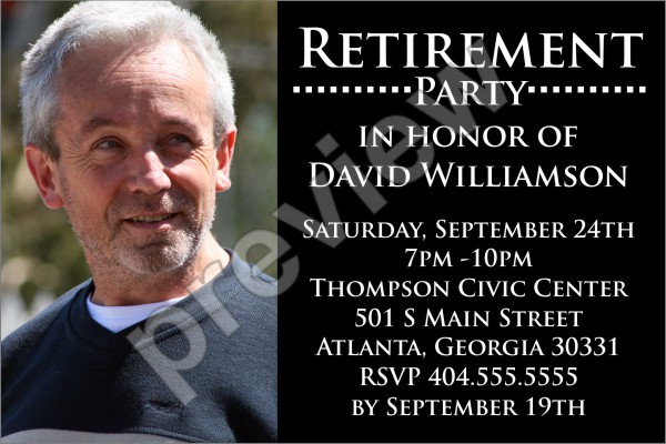 retirement party photo invitation