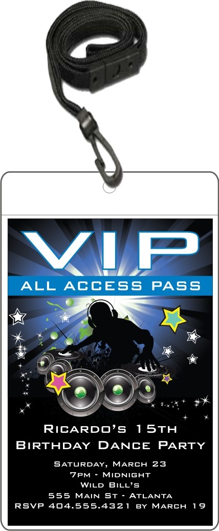 VIP Badge Pass Party Invitation