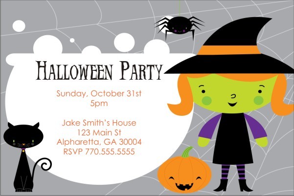 Cute Lil Witch Halloween Party Invitation