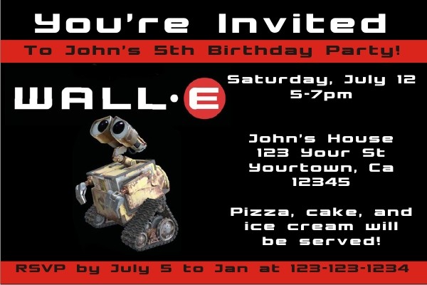 Wall-E Invitations