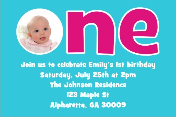 1st (First) Birthday Photo Invitation  - ALL COLORS