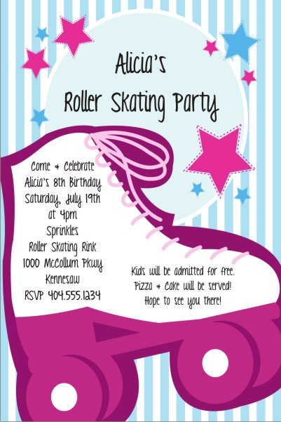 Skating party birthday invitation