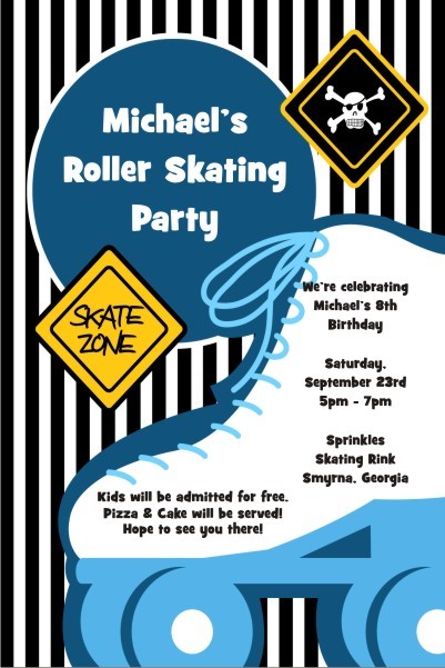 Boy Skating Party Birthday Invitation