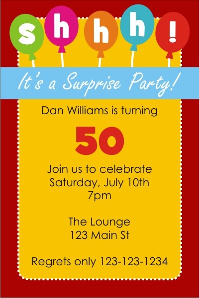 Shhh..It's Surprise Birthday Party Invitation