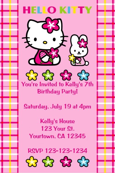 Hello Kitty Invitations - Hello Kitty and Bunny