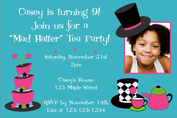 Mad Hatter Tea Party Photo Invitation