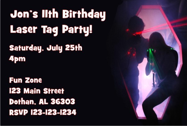 Laser Tag Invitation