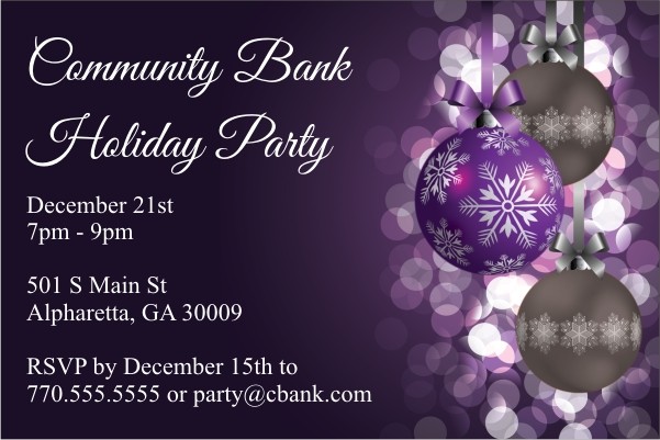 Purple Ornaments Holiday Party Invitation