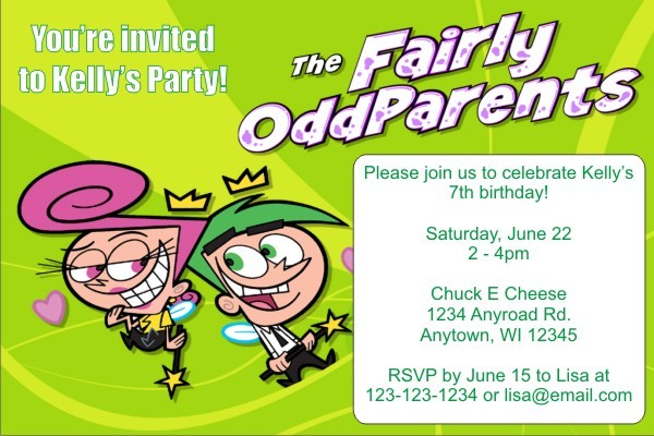 Fairly Odd Parents Invitations - Green