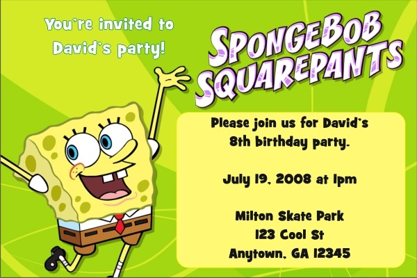 Spongebob Squarepants Invitations