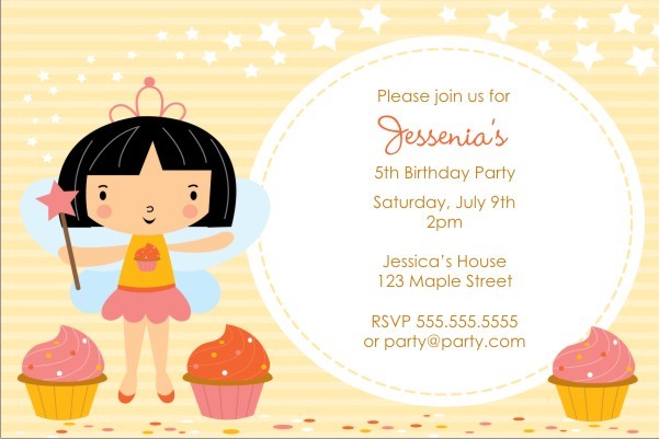 Cupcake Fairy Princess Invitation - Circle Fun