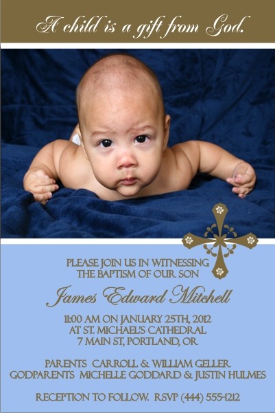 Communion / Baptism Photo Invitation 5 - Blue