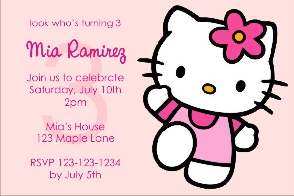 Hello Kitty Invitations - Pink Power Personalized Party Invites