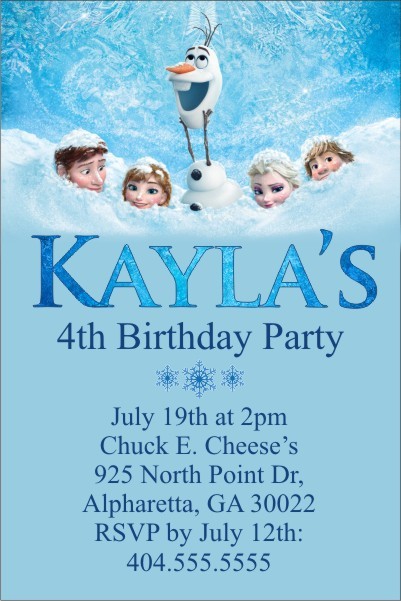 Frozen party invitation