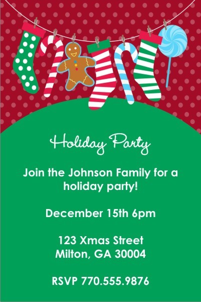 Hanging Stockings Holiday Christmas Party Invitation
