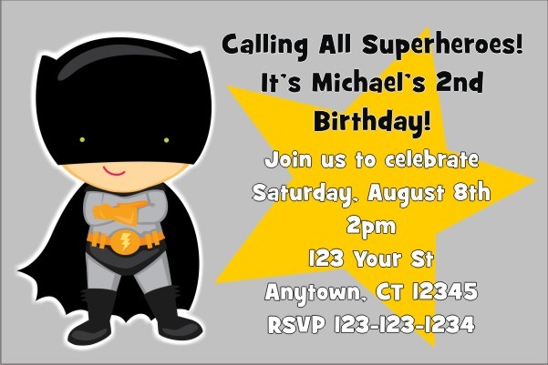 Bat Boy Superhero Invitation