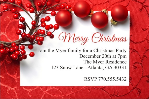 Christmas Berry Holiday Party Invitation