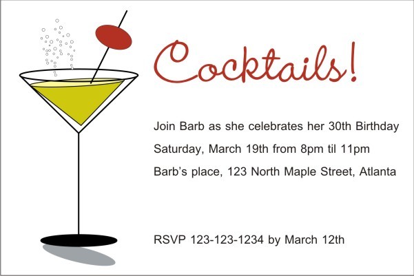 Cocktails Martini Glass Invitation