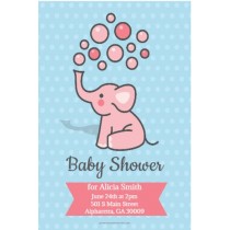 Pink Elephant Baby Shower Invitation