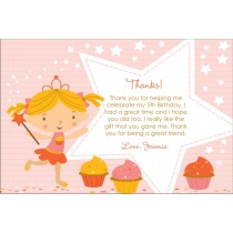 Cupcake Fairy Princess Thank You Card - Starry Pink