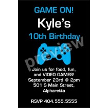 Game on video game birthday party invitation template printable